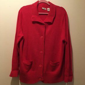 Duck Head Women's Button Front Cardigan Sweater With Collar And Pockets. XL